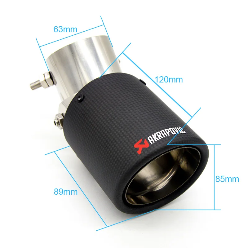 Универсальный карбоновый регулируемый угол Akrapovic наконечник выхлопной трубы для Abarth Fiat punto 500 Suzuki Свифт Vitara Jimmy SX4 Alto - Цвет: A Style 63mm 89mm
