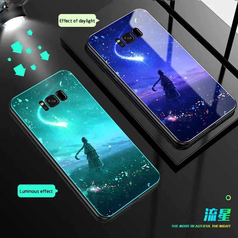 05 Светящийся стеклянный чехол s для samsung Galaxy S9 S9 plus Противоударная задняя крышка для samsung Galaxy S8 S8 Plus чехол из закаленного стекла для телефона - Цвет: 05