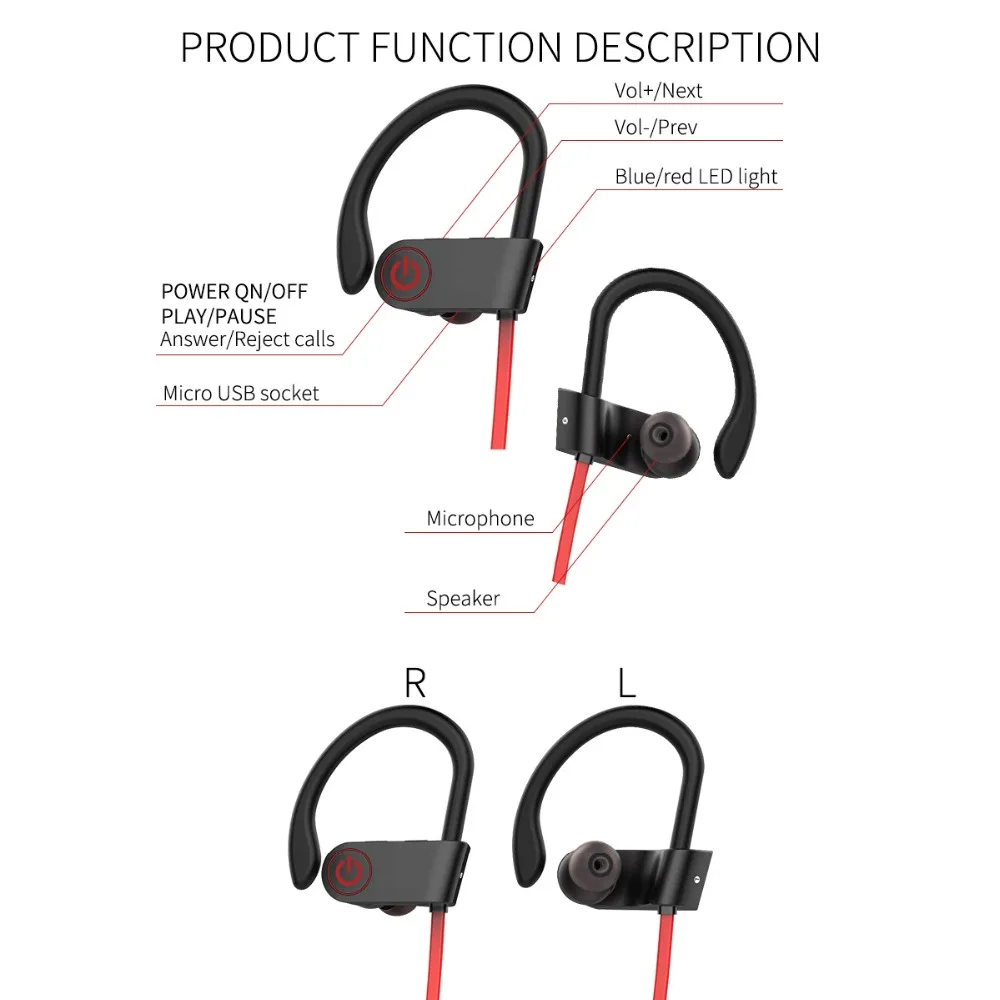 KOOYUTA портативные Bluetooth наушники складные беспроводные наушники стерео музыка с микрофоном Поддержка TF fm-радио для sony и крюк уха