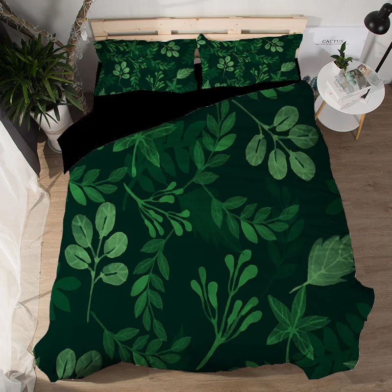 hot sale leaf courtly style black twin king full double bedclothes pillowcase duvet cover set bedding | Дом и сад