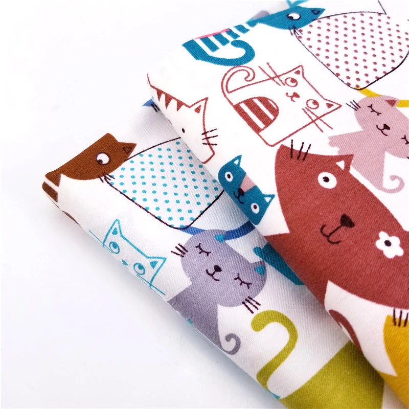 

Cute Cats Printed 100% Pure Cotton Twill Fabric For Patchwork Sewing Handmade DIY Quilting Crafts Home Textile For Kids & Child