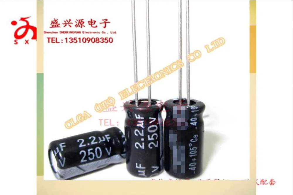 

250 v2 2 мкФ 2 2 UF250V вставной алюминиевый электролитический конденсатор Размер: 6x12 1000 = 40