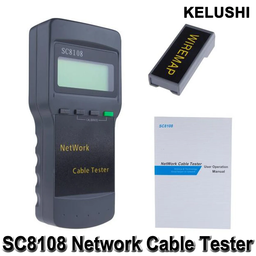 KELUSHI Portable Multifunction Wireless SC8108 LCD Digital PC Data CAT5 RJ45 LAN Phone Meter Length Network  Cable Tester Meter