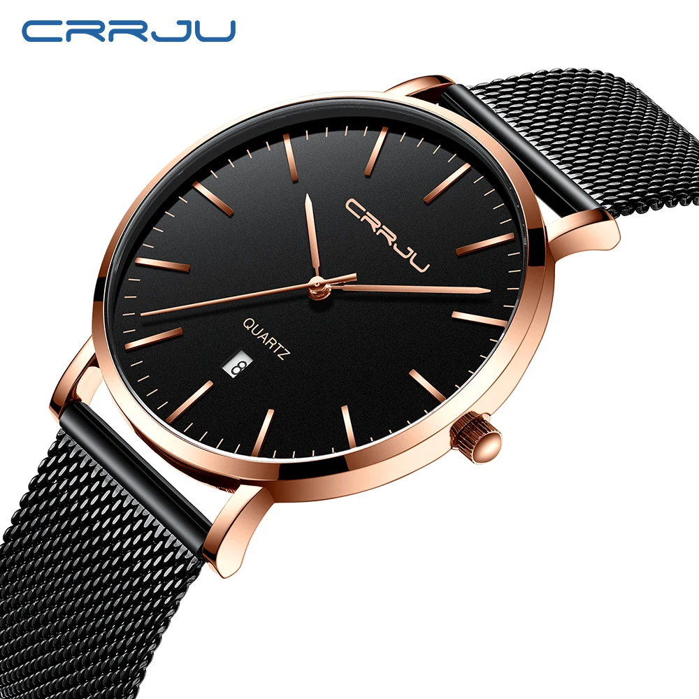 

CRRJU Watch Men Waterproof Fashion Luxury Business Quartz with Calendar Stainless Steel Wrist Gold Watches relogio masculino