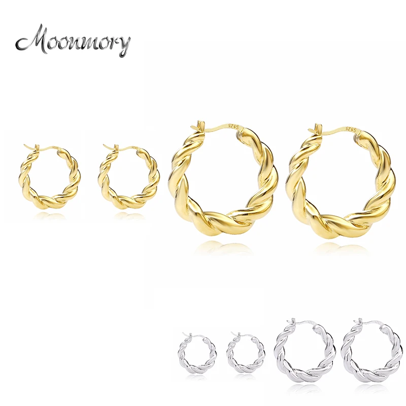 Moonmory 925 стерлингового серебра популярный дизайн Huggie Hoop Серьги Золото градуированная приливная серьга в виде кольца для европейских женщин ювелирные изделия