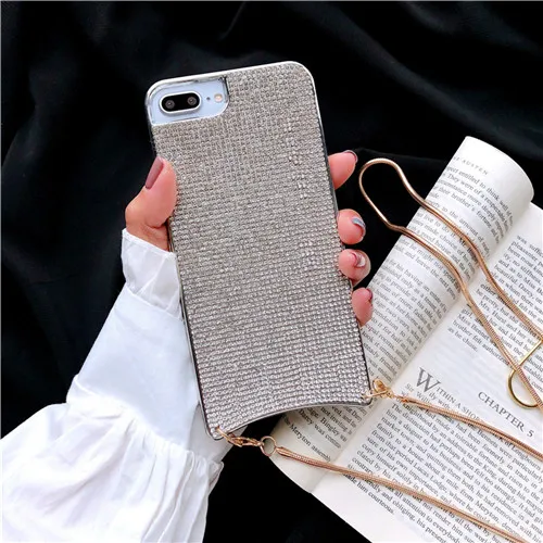 style 1 Роскошный чехол для телефона для iPhone11, блестящий чехол для iPhone X 8 6 6s Plus XS MAX XR, модный подвесной чехол на шею с бриллиантами - Цвет: style 1