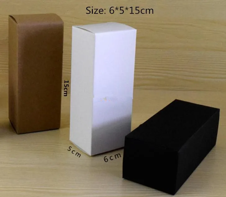 

50pcs/lot-6*5*15cm Blank White Black Kraft Paper Gift Box Cosmetic Bottle Jar Craft Gift Candle Storage Boxes valve tubes