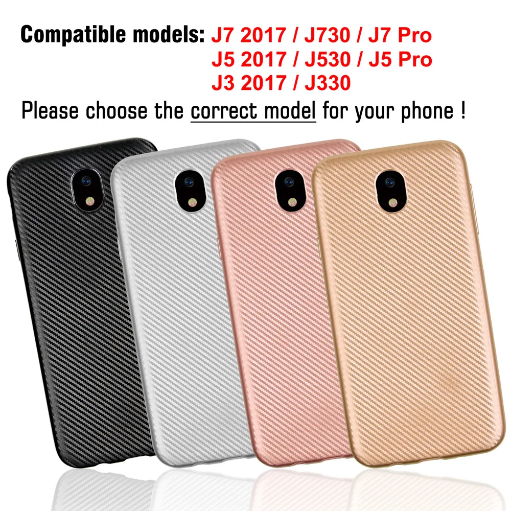 For Samsung Galaxy J7 J5 J3 2017 EU Version J730 J530 J330 Case Slim Ultra Thin Carbon Fiber Soft TPU Bumper Phone Cover Shell |