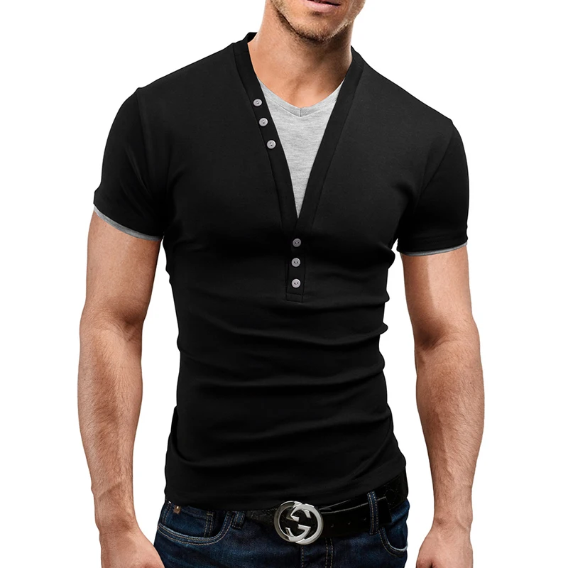 Футболка мужская приталенная с коротким рукавом и V образным вырезом 3XL|shirt