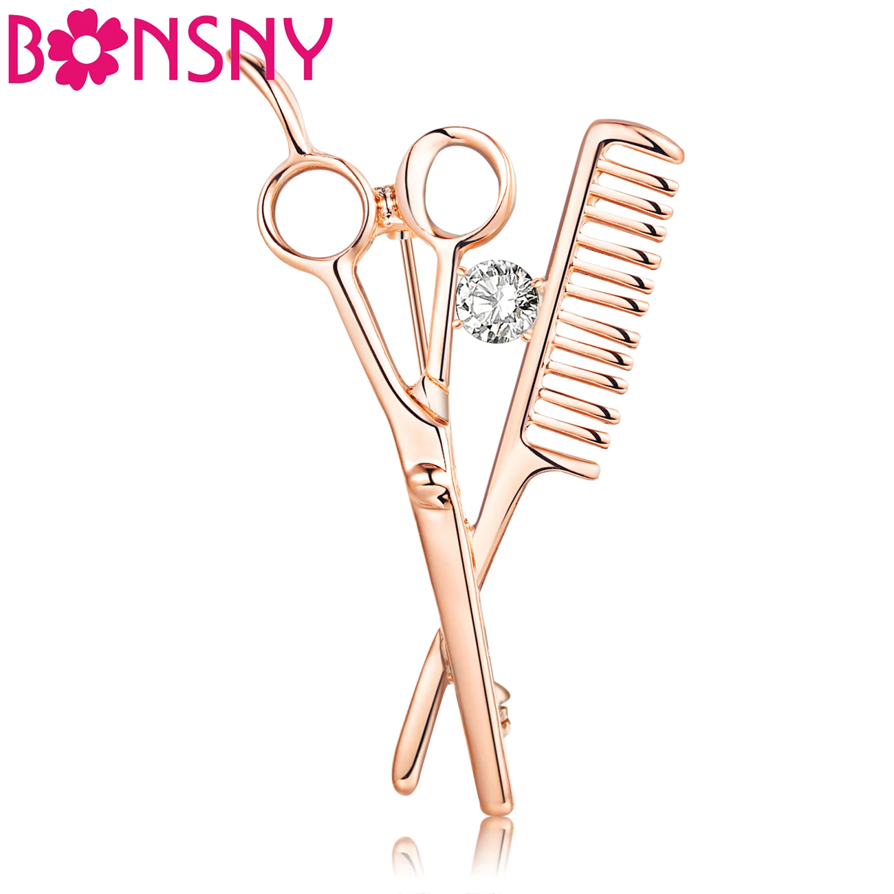 Bonsny Scissors Comb Brooches For Women Girl Brooch Pin Collar Suit Scarf Decoration New Fashion Jewelry Accessories | Украшения и