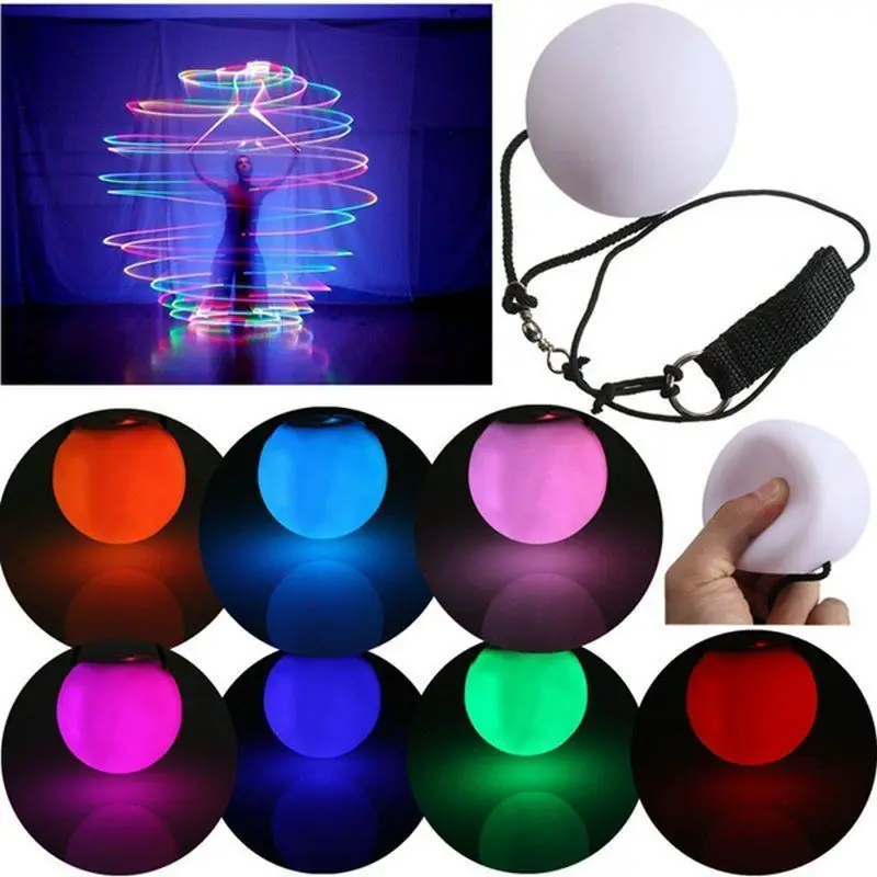 1PC Professional Belly Dance Ball LED RGB Glow Light Up POI Thrown Yoyo Rave Dancing Hand Prop Stage Performance Tool Toy Gift | Игрушки и
