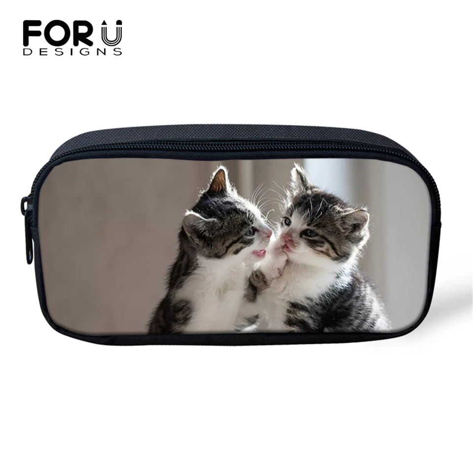 Косметички FORUDESIGNS с милыми кошками дамские дорожные сумки для макияжа маленькие
