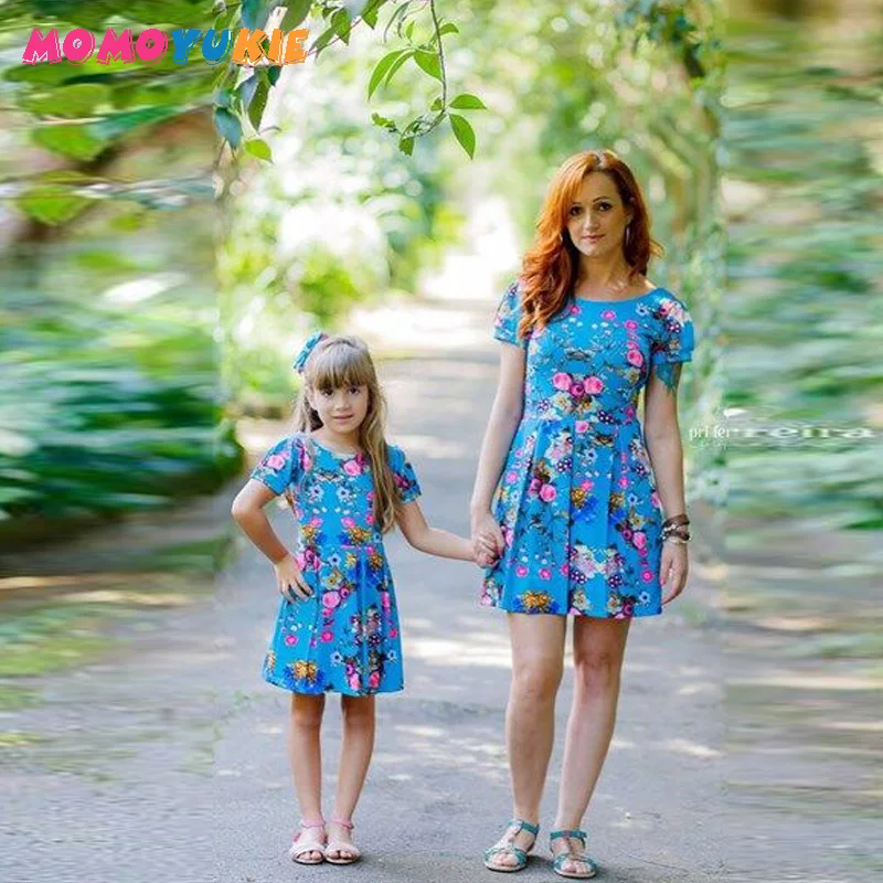 

mother daughter dresses Deep V neck sleeveless family matching clothes mommy and me outfits moeder dochter kleding party dress