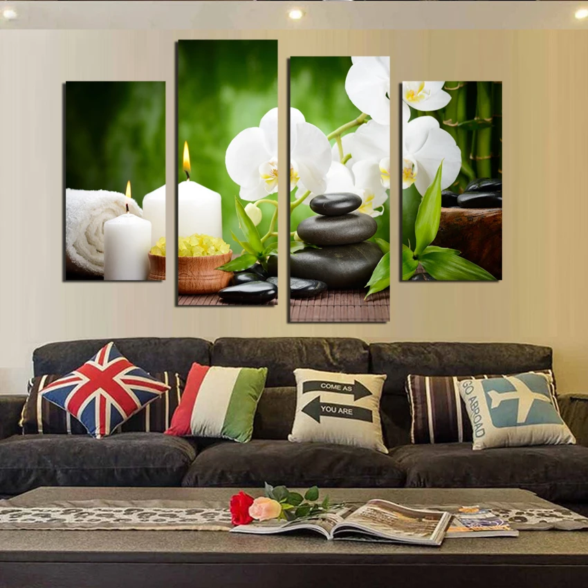 4 шт. бесплатная доставка хит продаж Современная Настенная живопись белые цветы