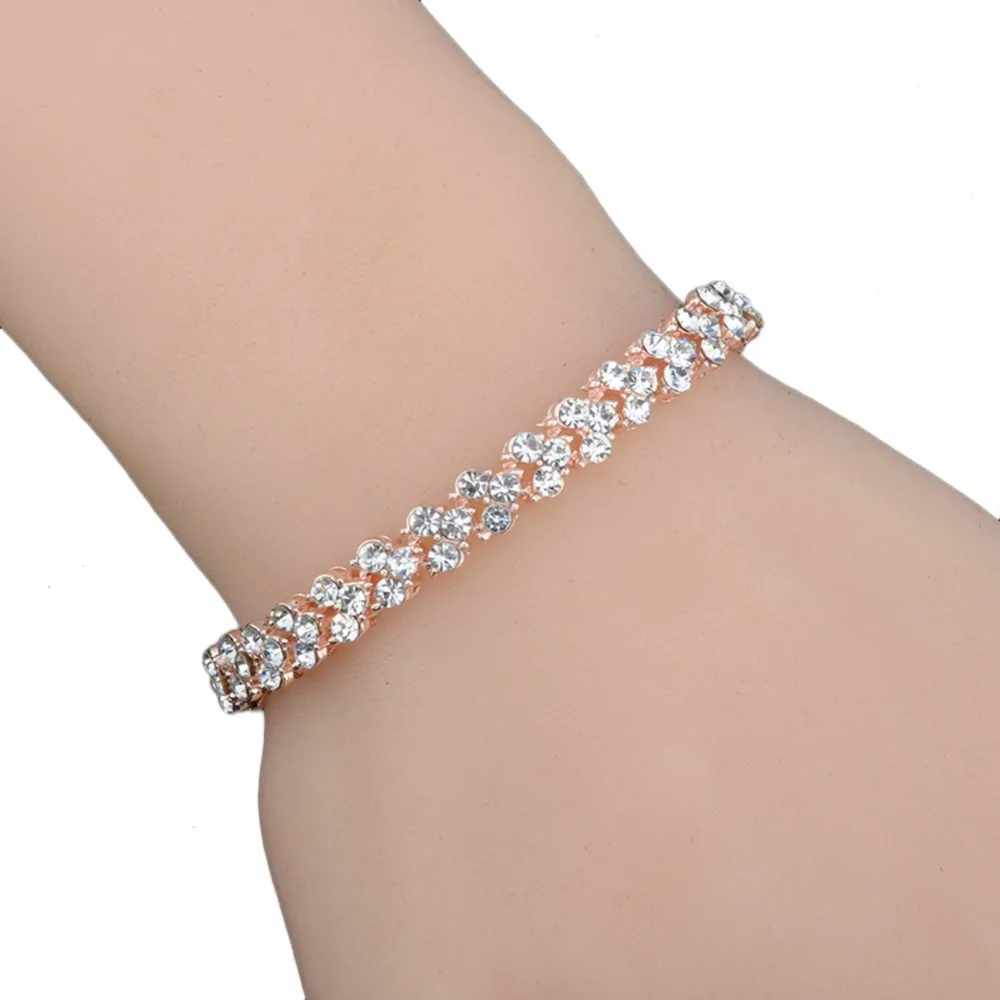 New Fashion Women Roman Chain Clear Zircon Crystal Bangle Rhinestone Bracelet Gift #267392 | Украшения и аксессуары