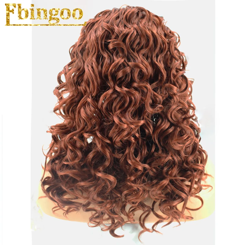 Ebingoo Высокая температура волокна Cabelo длинные глубокая волна темно медь красный синтетический парик на кружеве для женщин