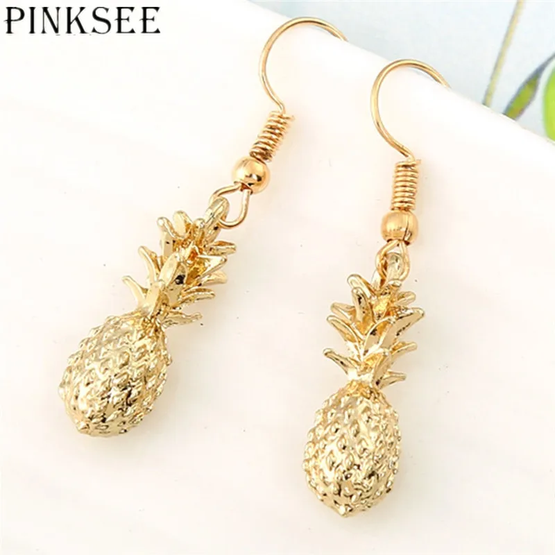 Серьги с кристаллами-каплями PINKSEE из фрукта Ананаса, винтажного золотого цвета, с большим подвеском из крупного страза для женщин, очаровательные ювелирные изделия.