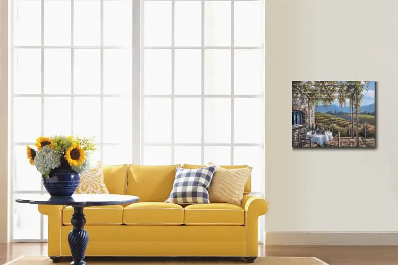 Wall art oil painting Vineyard Terrace Village Italian landscape garden pictures handmade artwork for living room | Дом и сад