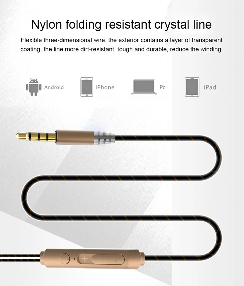 

Super Bass Wired Earphone Dual-Dynamic Earbud Stereo Sound Headset with Mic 3.5mm Jack for xiaomi Sony LG Hifi Sports Earphones