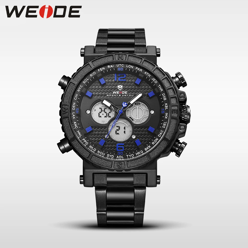 WEIDE подлинные роскошные брендовые часы спортивные дисплей недели из нержавеющей