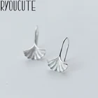 Женские серьги в виде листьев гинкго билоба RYOUCUTE, эффектные серьги из настоящего серебра 100% пробы