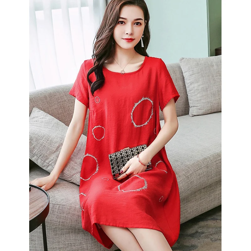 Женское Повседневное платье с круглым вырезом свободное тонкое пляжное миди