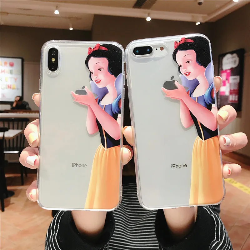 Cute Cartoon Snow White Case For iphone X XS MAX XR 7 6 6S 8 Plus Soft Silicon Clear Phone Funny Cat Tom Cover |