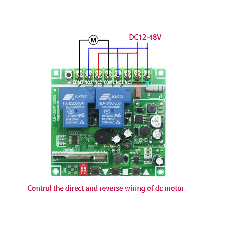 DC 12V 24V 36V 48V 30A 2CH RF беспроводной пульт дистанционного управления 1 * приемник и 4