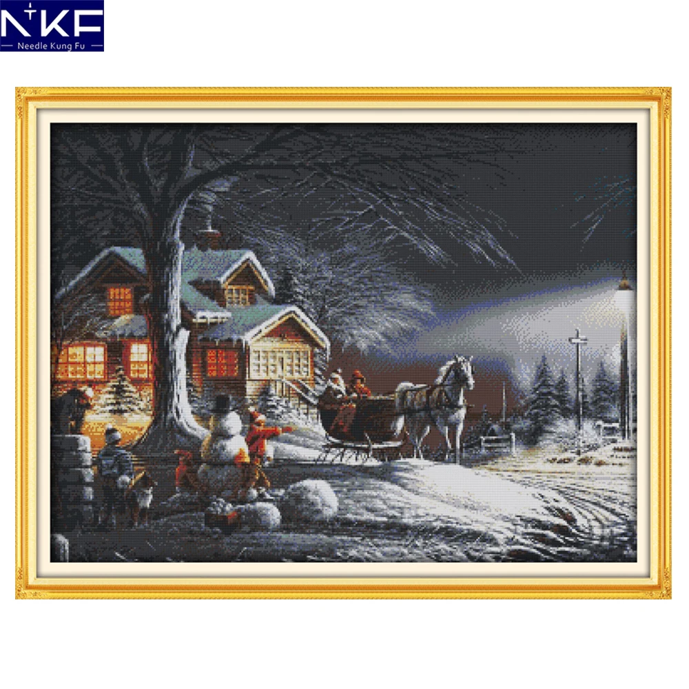 

NKF Winter Snow Chinese Cross Stitch Pattern 14CT 11CT DIY Kits Needlework Embroidery Counted Cross Stitch Sets for Home Decor
