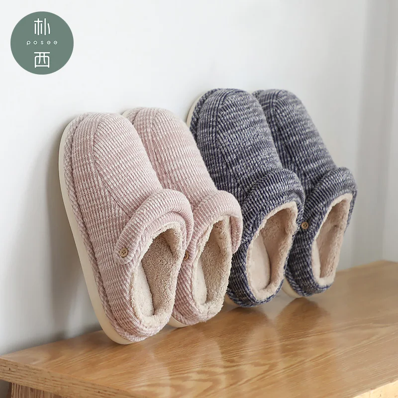 POSEE Plush Slippers Women Home slippers Warm Winter Shoes Loves Female Platform Soft sole Slipper womens slipper shoes 09001 | Обувь