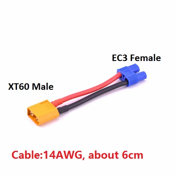 EC3 Female XT60 male EC3 EC5 к T Deans Разъем XT60 разъем адаптера Deans разъем 12AWG 14AWG кабель провода для RC Lipo ESC двигатель Дрон - Цвет: EC3 Female XT60 male