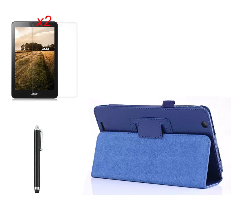 Чехол-подставка из искусственной кожи с откидной крышкой + 2 прозрачных защитных