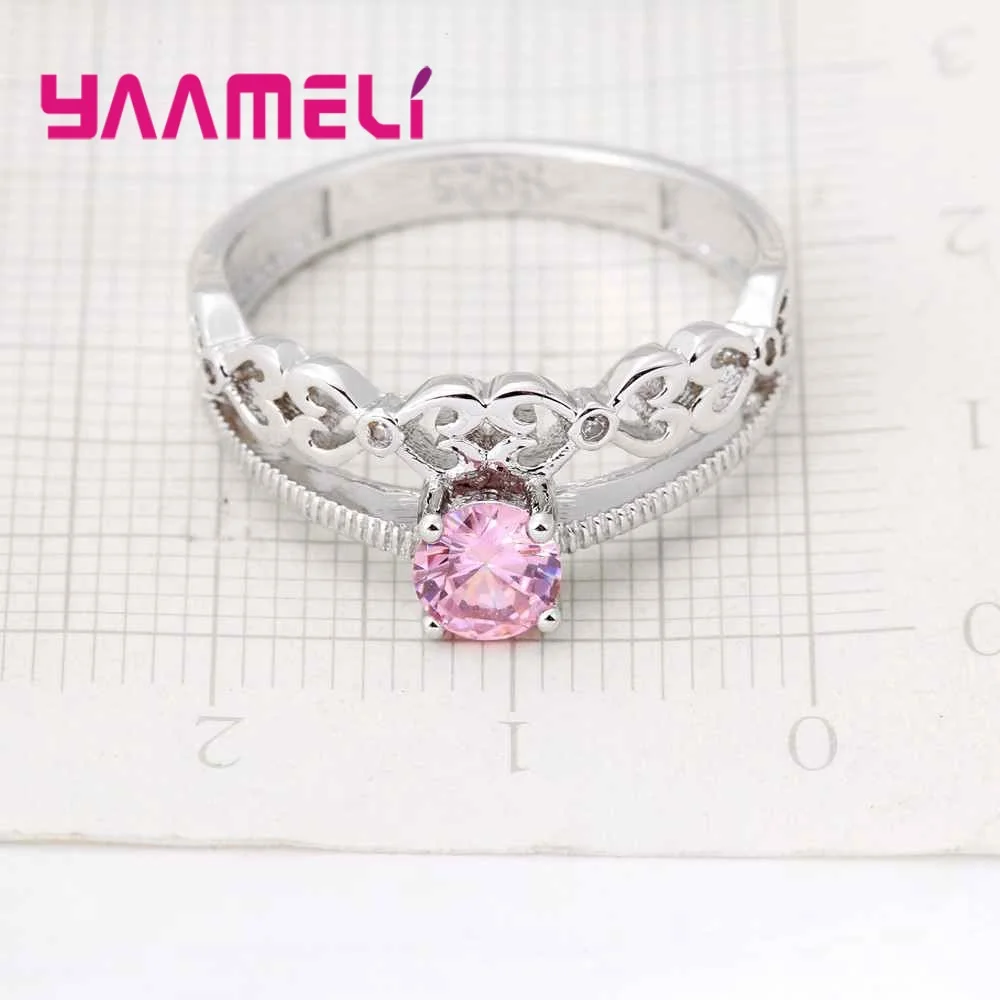 Роскошный дизайн розовые Австрийские кристаллы серебро 925 пробы обручальные