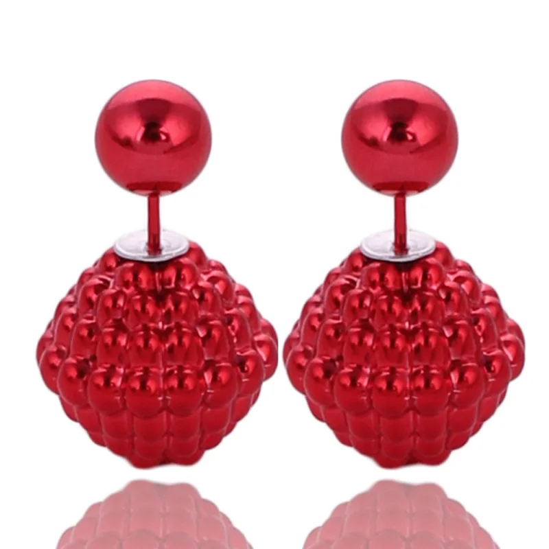 Женские Двухсторонние серьги гвоздики с большим жемчугом 11 цветов|earrings double|earrings