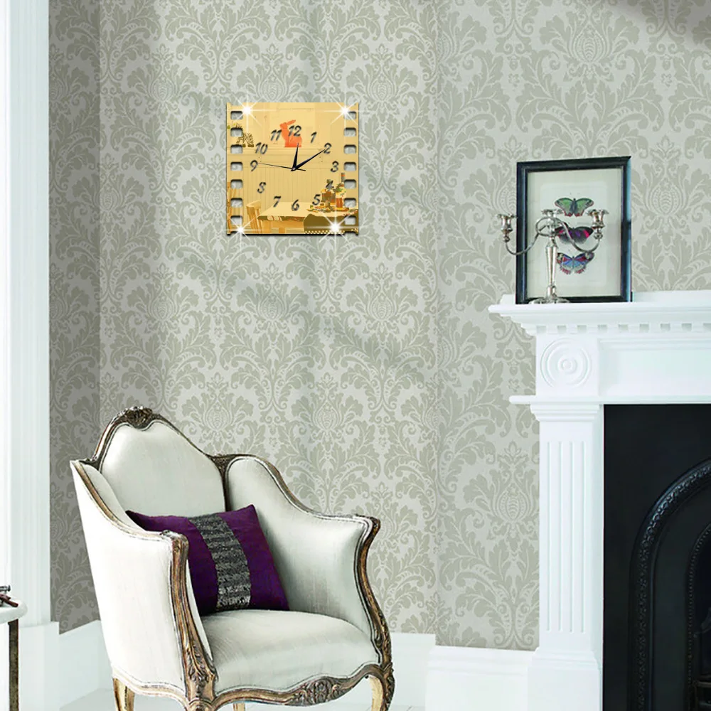 2020 креативные акриловые настенные часы с трехмерными персонажами ретро пленка