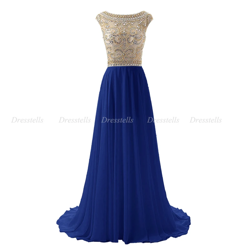 Dresstells Custom Made O-neck Cap Sleeves Beading A-line Long Prom Dress Evening Formal Vestidos | Свадьбы и торжества