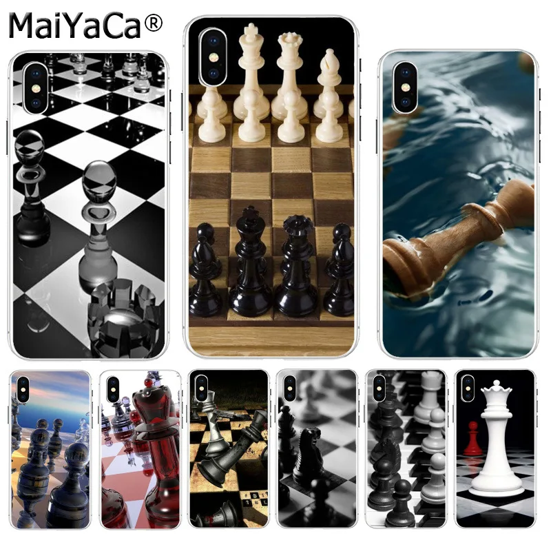 Черно белый чехол MaiYaCa в шахматы роскошный качественный для телефона Apple iPhone 8 7 6 6S