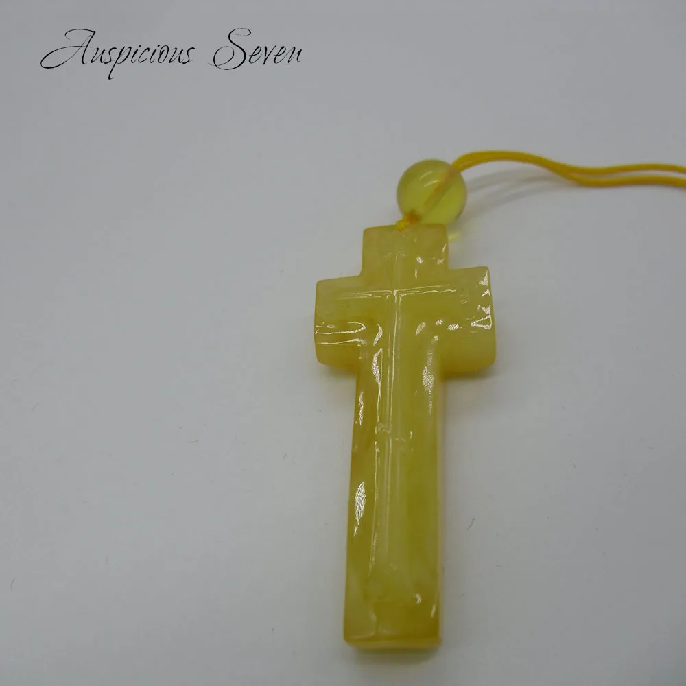 Крест кулон Подлинная Baltic Янтарный крест Стерлинговое серебро золотой ручной