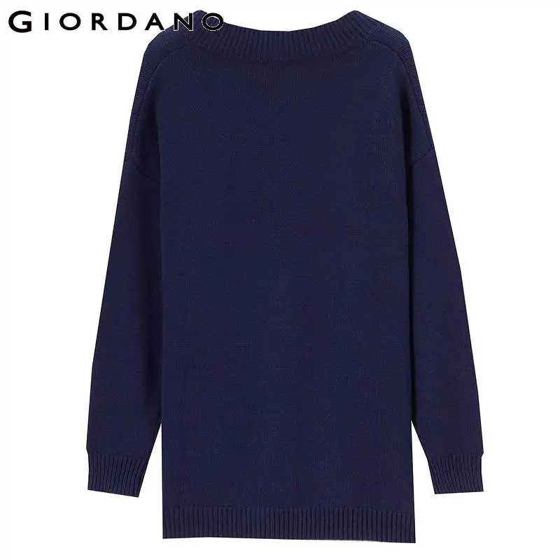 Giordano Women Pullover Sweater Ribbed V Neck Loose Cutting Long Sleeve Cuffs Pull Femme Stylish | Женская одежда