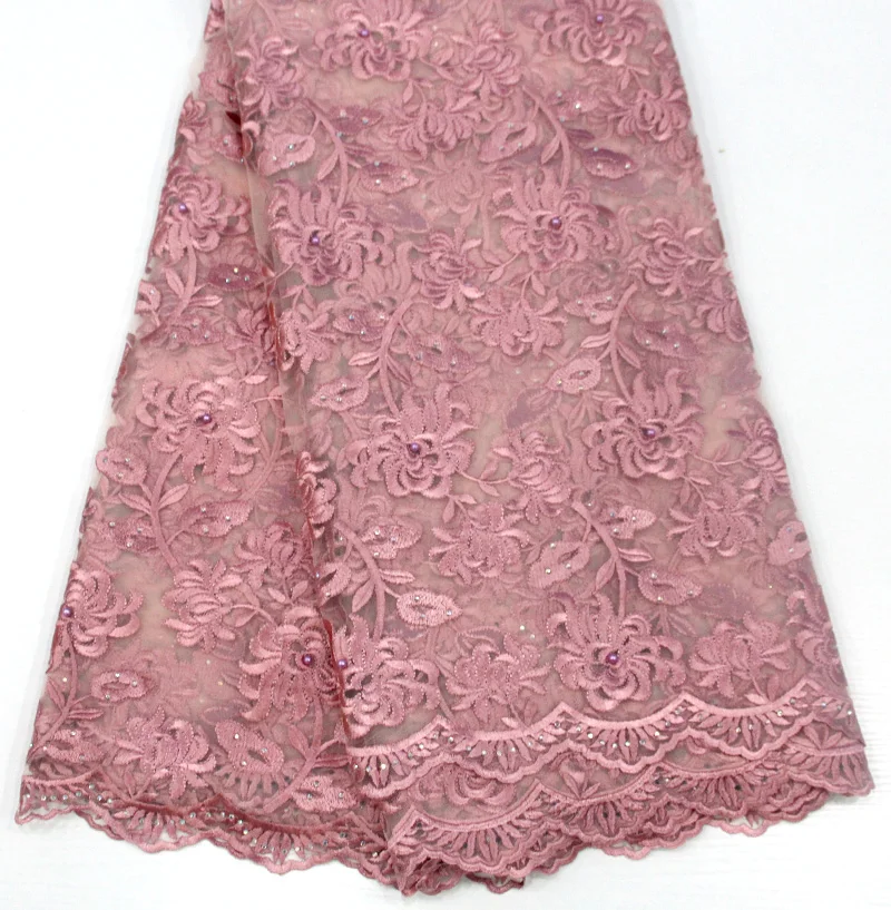 Tissu dentelle сетки французский чистая кружевной ткани с бисером и камнями синего
