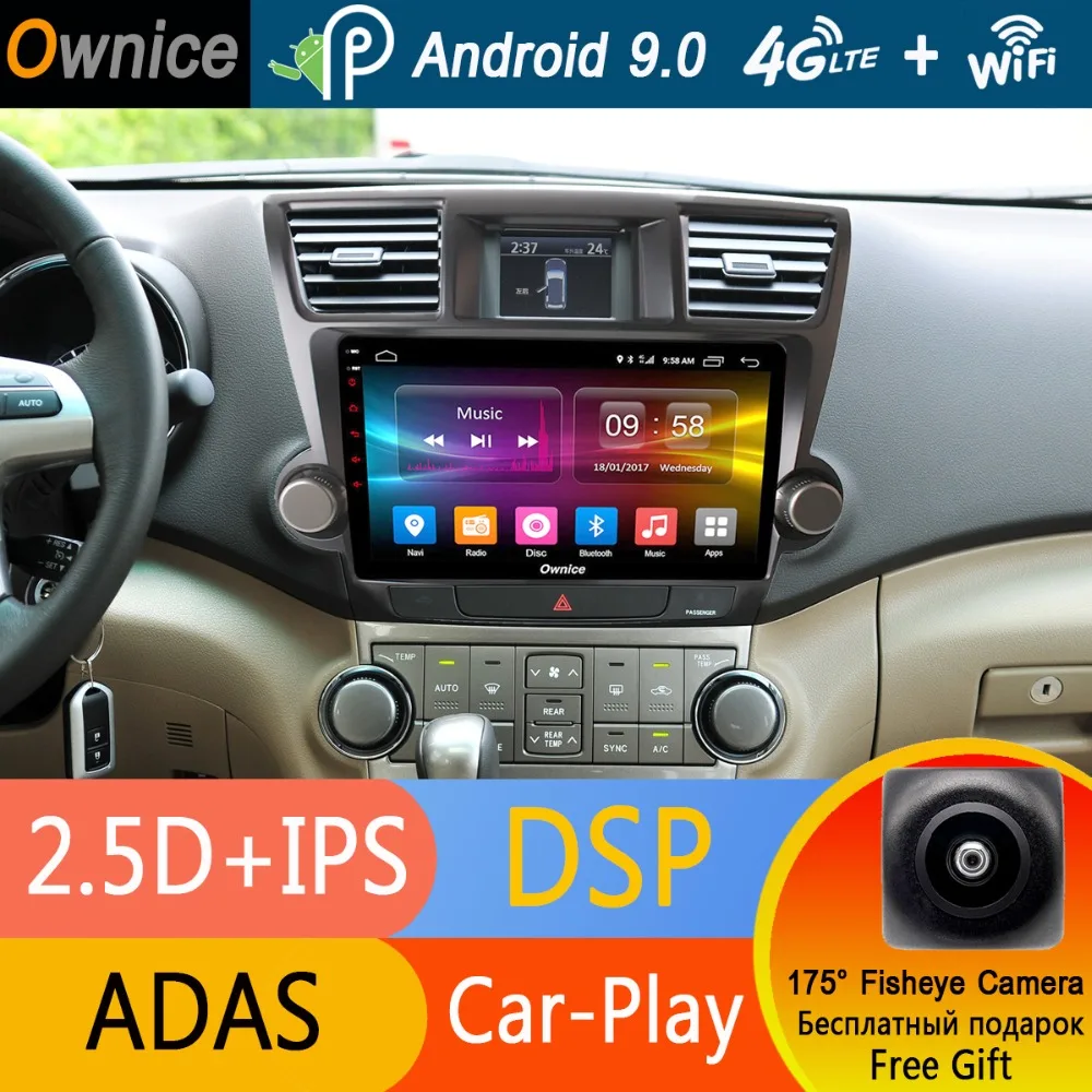 Автомобильный радиоприемник 10 1 дюйма IPS GPS DVD Navi для Toyota HIGHLANDER 2009 2013 2014 2015 Universal Android