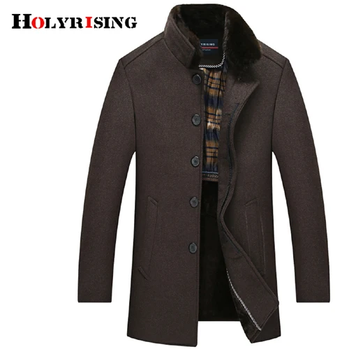 Holyrising, мужское шерстяное пальто, толстое, Abrigos Hombre Invierno, повседневные пальто, кофейный, серый цвет, шерстяная куртка с мягким воротником, XL-5XL, 18585-5 - Цвет: Coffee