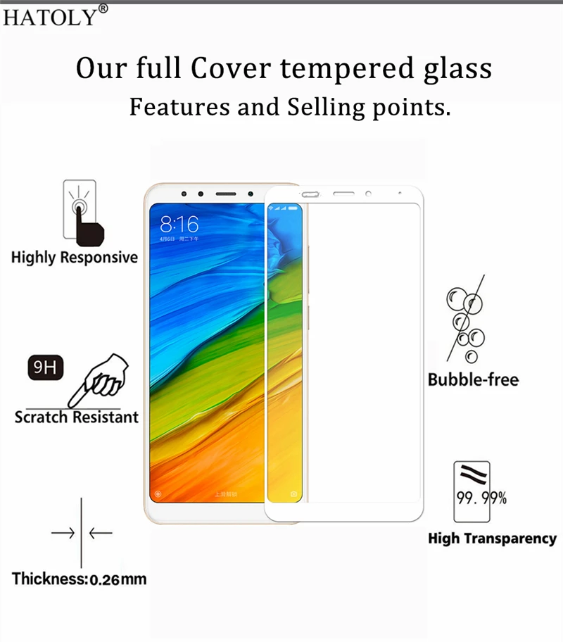 Закаленное стекло для Xiaomi Redmi 5 Plus 1 шт. защитная пленка с полным покрытием 3d