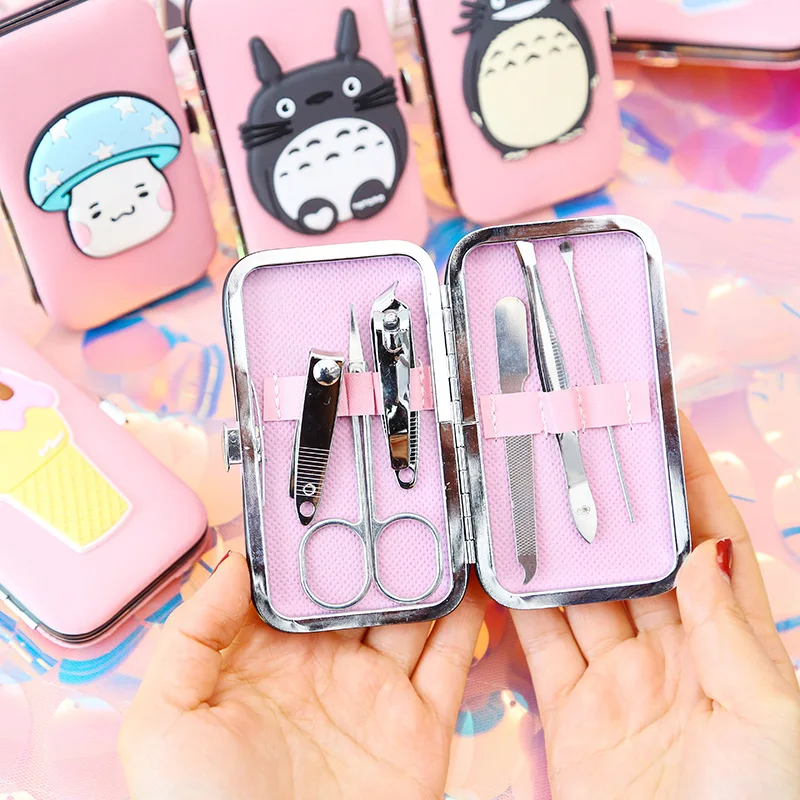 6pcs Pro Manicure Set Stainless Steel Nail Clippers Scissors Cartoon Outer Box Pedicure Kit Art Tool | Красота и здоровье