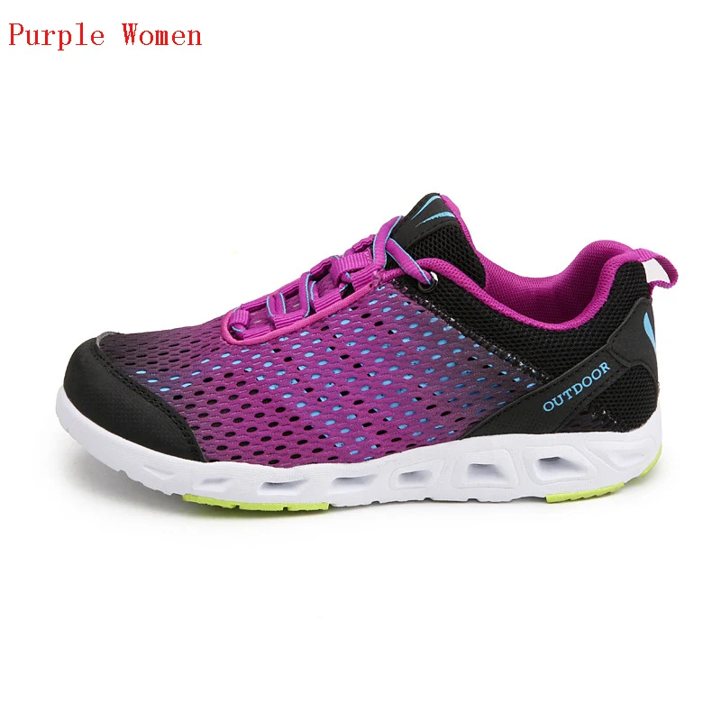Purple Women SOCONE/Лидер продаж, мужская и женская дышащая Уличная обувь, быстросохнущая Спортивная пляжная обувь для водного спорта - Цвет: Purple Women