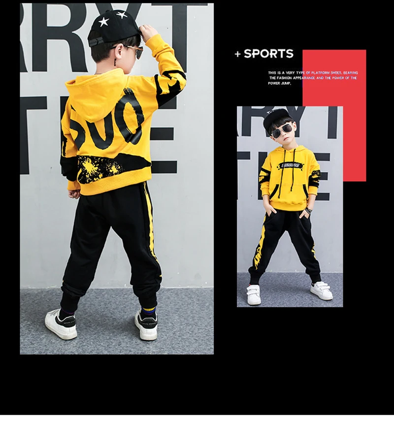 Spring Autumn Kids Clothes Boys 3 4 5 6 7 8 9 10 11 12 Years Boys Clothing Set Sports Suit Boys Hooded Jacket And Pants