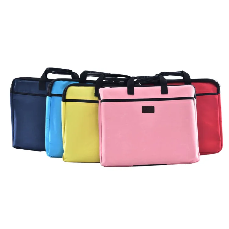 Portable document bag canvas A4 office zipper bag large capacity men women handbag multi-layer information bag briefcase meeting images - 6
