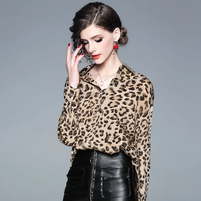 

European and American Fashion Temperament New Shirt Leopard Women's Shirt Wild
