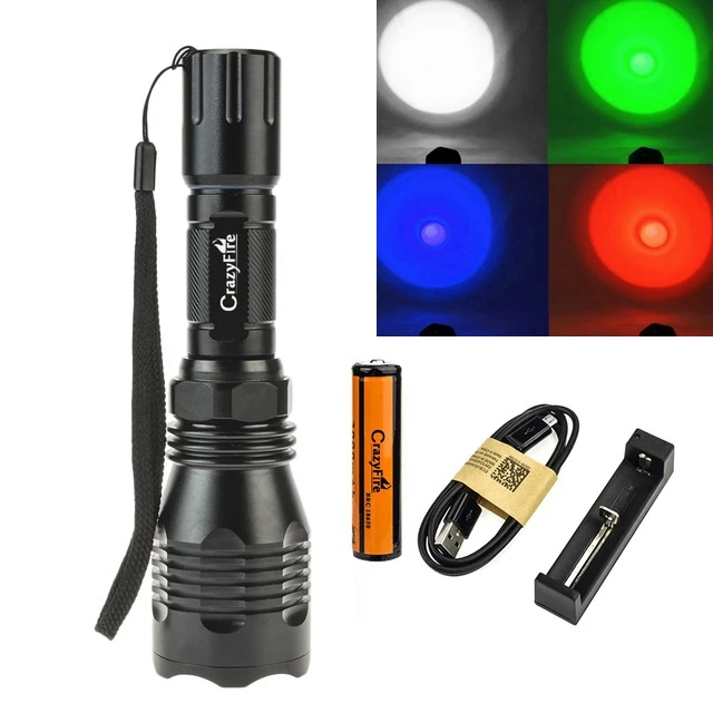 Green B Package Отличного качества 1000LM светодиодный тактический фонарь для охоты с диаметром 25 мм.Светит красным, зеленым, синим и белым светом, с креплением на ствол - Испускаемый цвет: Green B Package