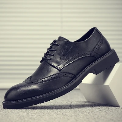 Breathlable Black NPEZKGC Spring Big Size Men Leather Shoes Fashion Dress Business Shoes Lace Up Men Formal Oxfords Shoes For Men Wedding Shoes - Цвет: Breathlable Black